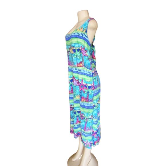 Palm Bay Hawaiian Sleeveless Maxi Tropical Dress Tropical Made In Hawaii Size L - Picture 4 of 6